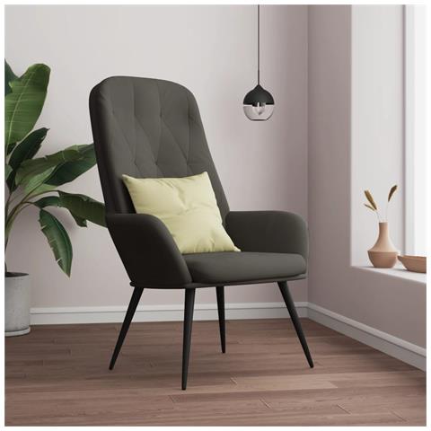 Sedia Relax Grigio Scuro In Velluto - Foto 8