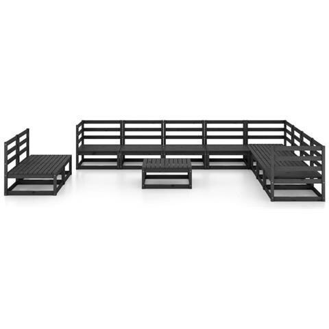 Set Divani Da Giardino 11 Pz Nero In Legno Massello Di Pino - Foto 2
