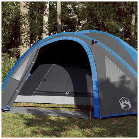 Tenda da Campeggio a Cupola per 4 Persone Blu Impermeabile - Foto 1