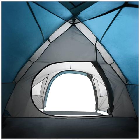 Tenda da Campeggio a Cupola per 4 Persone Blu Impermeabile - Foto 8