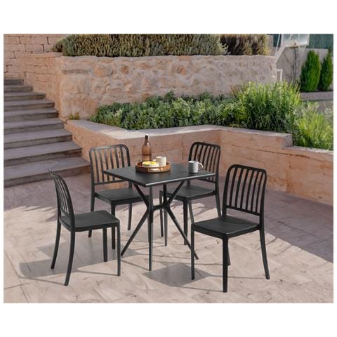 Tavolo Da Pranzo Da Giardino Piave 70 Cm 70 Cm Nero - Foto 1