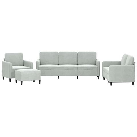 Set di Divani 4 pz Grigio Chiaro in Velluto - Foto 1