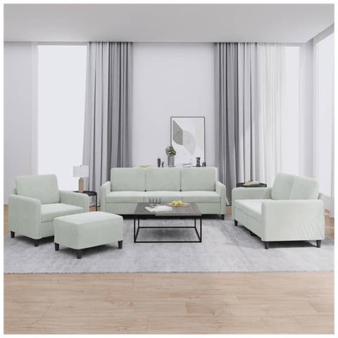 Set di Divani 4 pz Grigio Chiaro in Velluto - Foto 2