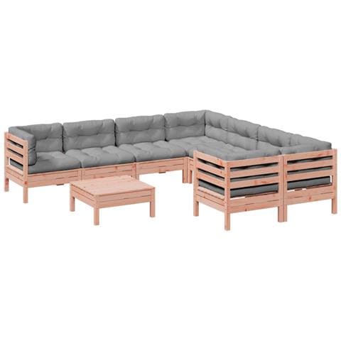 Set Divani Giardino 9 pz Cuscini Legno Massello Abete Douglas - Foto 1