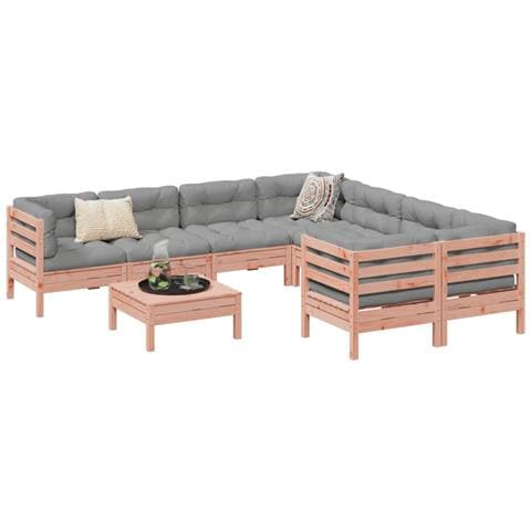 Set Divani Giardino 9 pz Cuscini Legno Massello Abete Douglas - Foto 2