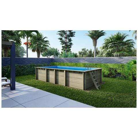 Piscina In Legno Aqua 7x3.75 - H. 1.45 M Su Telaio Senza Cementazione - Foto 1
