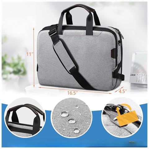 Sithon Borsa A Tracolla Per Laptop Grigia 41 X 28 X 11 Cm - Foto 7