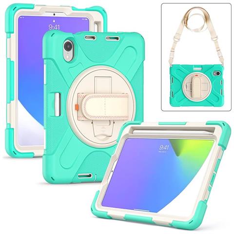 Custodia Per Ipad Mini 6 8.3"" Con Supporto E Tracolla Menta - Foto 4