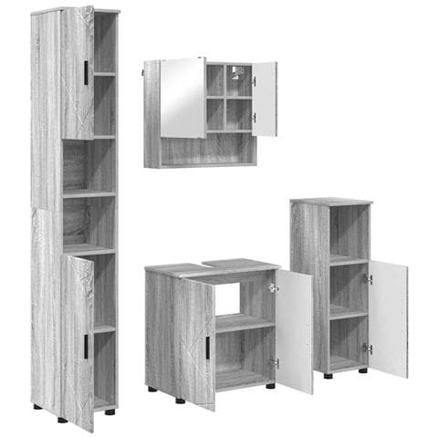 Set di mobili per il bagno 4 pcs Grigio sonoma 61 x 35 x 64 cm - Foto 1
