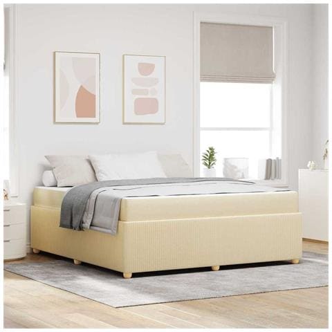 Struttura letto con materasso Crema 180 x 200 cm Tessuto - Foto 2