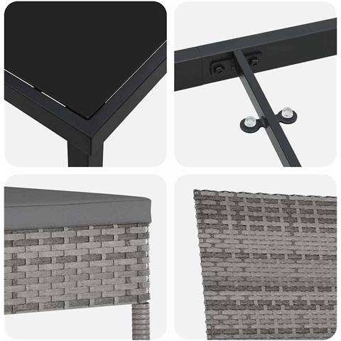 Set da Pranzo per Giardino 5 pcs Grigio Poly Rattan - Foto 9