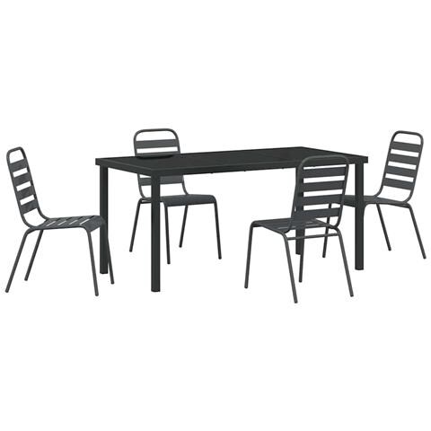 Set da Pranzo per Giardino 5 pcs Grigio scuro Acciaio - Foto 1