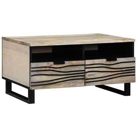 Tavolino da salotto with Drawer Bianco, Nero 80 x 54 x 40 cm - Foto 1