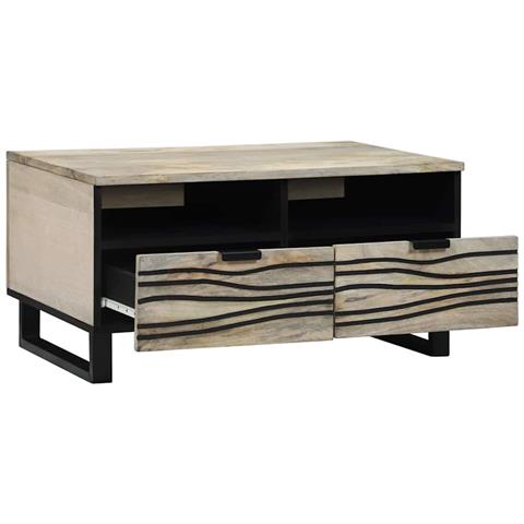 Tavolino da salotto with Drawer Bianco, Nero 80 x 54 x 40 cm - Foto 2