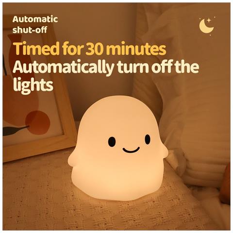 Luce Notturna Fantasma Multicolore - Tocco Morbido In Silicone, Ricaricabile, Funzione Timer - Foto 7