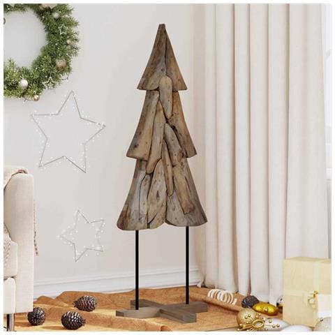 Albero di Natale Marrone 120 cm Legno massello di teak - Foto 2