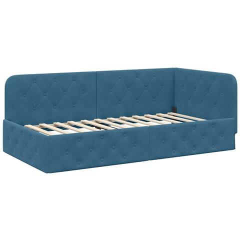 Cornice del letto ad angolo Blu 90 x 200 cm Velluto - Foto 1