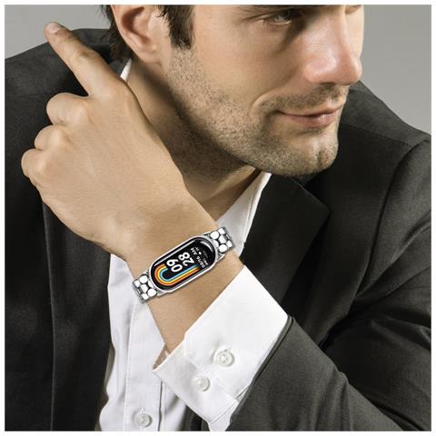 Elegante Cinturino In Acciaio Inossidabile Con Perle Compatibile Con Xiaomi Band 8/9/10 - Cinturino Di Ricambio Alla Moda Silver - Foto 5