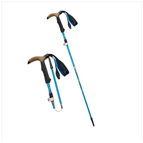 Bastoncino Da Trekking Pieghevole In Lega Di Alluminio A 4 Sezioni Con Impugnatura Angolata - Regolabile E Leggero Blue - Foto 2