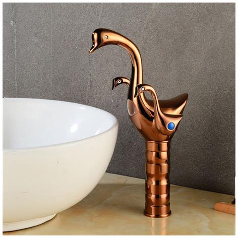 Rubinetto per lavabo da bagno, Blackswan, tipo M264 Lebada, modello oro rosa con montaggio da appoggio, misura 31 cm - Foto 2