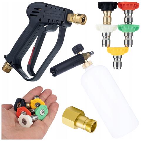 Pistola Per Idropulitrice Con Set Di 5 Ugelli + Adattatore Easy!lock M22 + Schiumogeno 1l - Compatibile Con Kärcher Hd /hds, Max 300 Bar - Foto 1