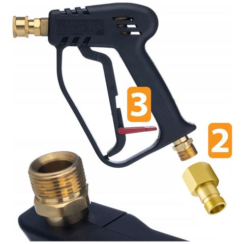 Pistola Per Idropulitrice Con Set Di 5 Ugelli + Adattatore Easy!lock M22 + Schiumogeno 1l - Compatibile Con Kärcher Hd /hds, Max 300 Bar - Foto 8