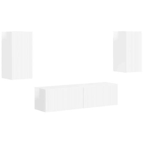 Set mobile TV 4 pz Bianco Lucido Legno ingegnerizzato - Foto 1