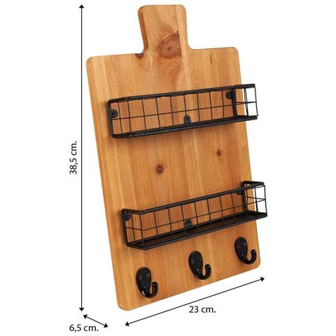 Appendiabiti Con Ripiani In Legno E Metallo Marrone 23x6,5x38,5h - Foto 7