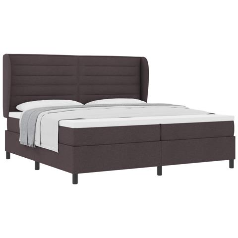 Letto a molle con materasso Marrone scuro 200 x 200 cm Tessuto - Foto 1