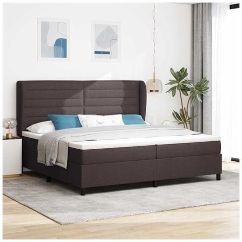 Letto a molle con materasso Marrone scuro 200 x 200 cm Tessuto - Foto 2