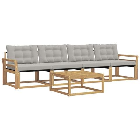 Set di divani da esterno 5 pcs Bianco e Grigio Chiaro - Foto 1
