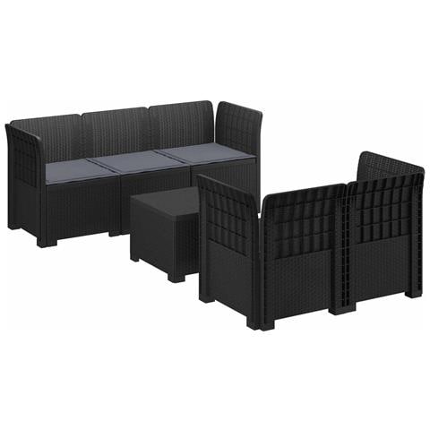 Divano da Giardino 5 Posti con Cuscini Stile Rattan PP - Foto 1