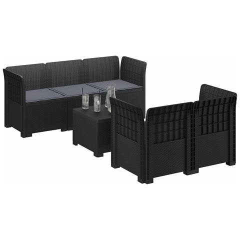 Divano da Giardino 5 Posti con Cuscini Stile Rattan PP - Foto 2