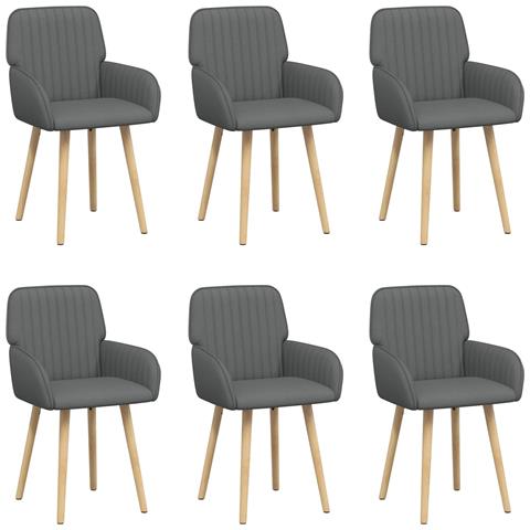 Sedie da pranzo 6 pcs Tessuto Grigio Scuro 56,5 x 50 x 87,5 cm - Foto 1