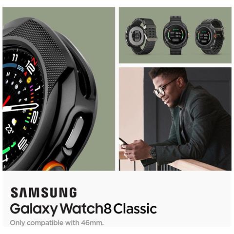 Custodia Nera In Silicone Protettiva Nera Per Samsung Galaxy Watch 8 Classic 46mm Spigen - Foto 1