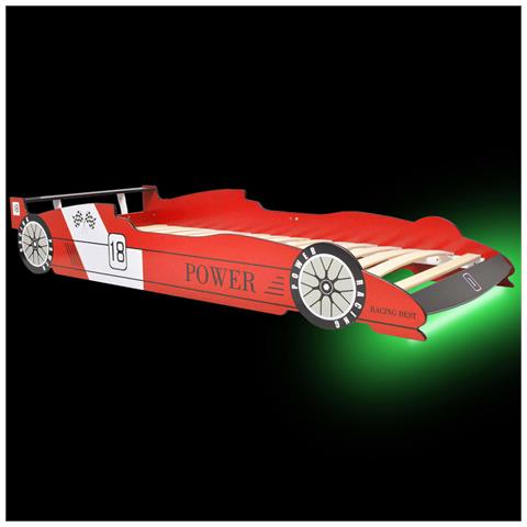 Letto Con Luci Led Per Bambino Auto Da Corsa 90x200 Cm Rosso - Foto 7