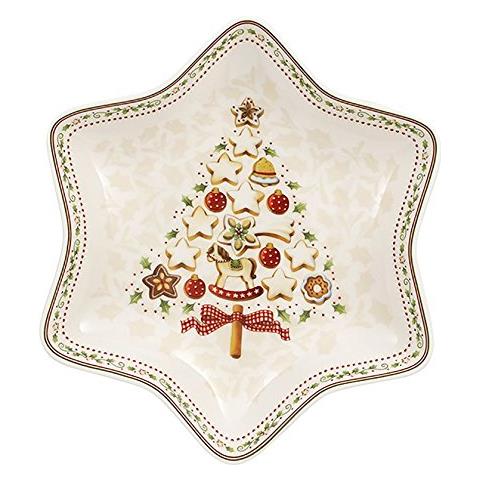 Winter Bakery Delight Ciotola Media A Forma Di Stella Albero, Porcellana Premium, Bianco / rosso / beige - Foto 1