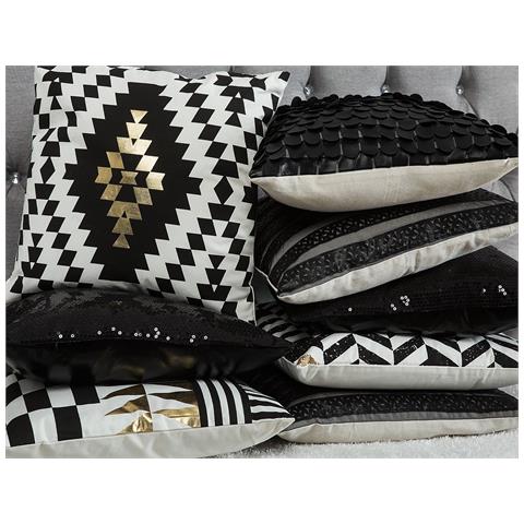 Set Di 2 Cuscini Decorativi 45x45cm Pelle Sintetica Nera Lobelia - Foto 12