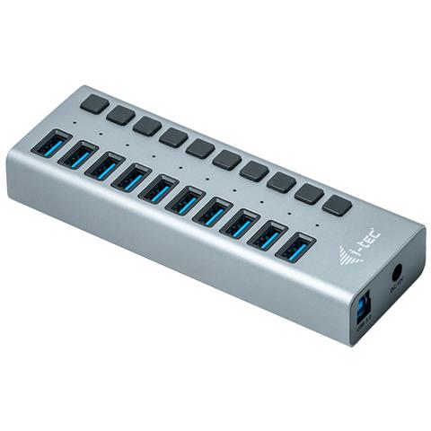 HUB di Ricarica Universale 10 Porte USB-A 3.0 Interno Grigio + Adattatore di Alimentazione 48 W - Foto 2