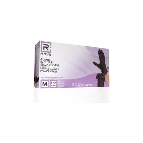 RMove 1Conf. da 200pz Tg.M - Guanti Nitrile Nero Uso Medico Senza Polvere - Foto 1