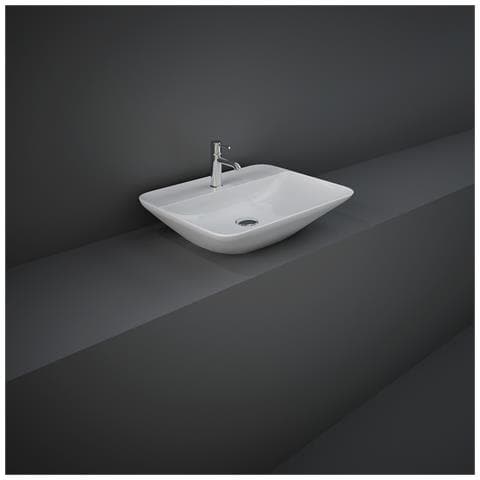 Lavabo Appoggio Rettangolare Foro Rubinetto Rak Ceramics Bianco - Foto 5