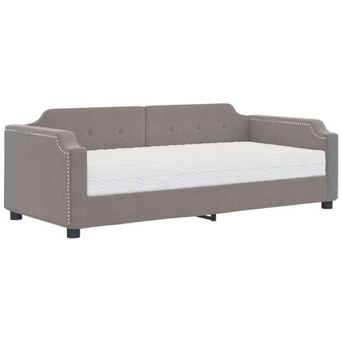 Divano Letto Con Materasso Tortora 80x200 Cm In Tessuto - Foto 1