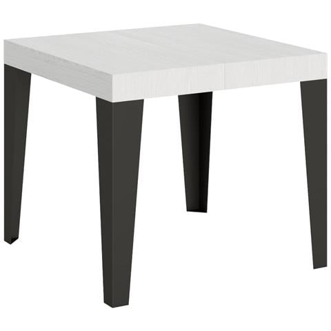 Tavolo Allungabile 90x90/246 Cm Flame Telaio Antracite - Bianco Frassino - Foto 5