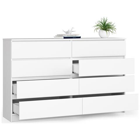 Cassettiera K160, 8 cassetti, 160x40x99 cm, Colore Bianco - Foto 2