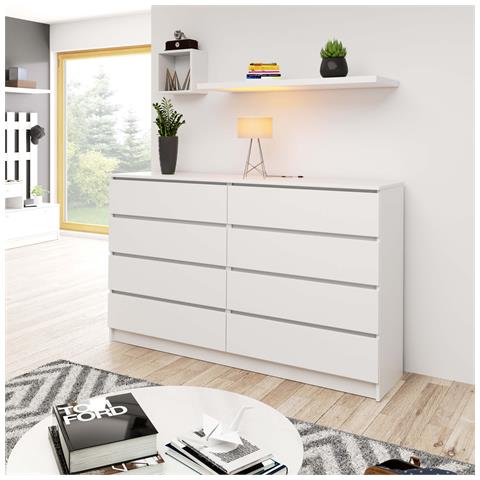 Cassettiera K160, 8 cassetti, 160x40x99 cm, Colore Bianco - Foto 5
