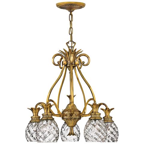 Lampadario Contemporaneo Plantation Ottone Bronzo Brunito Vetro 5 Luci E27 - Foto 1