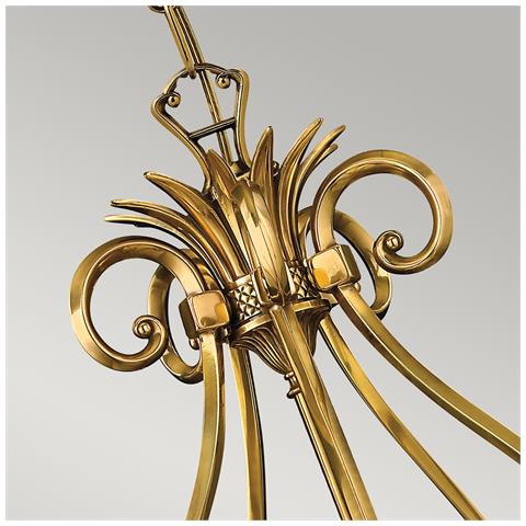 Lampadario Contemporaneo Plantation Ottone Bronzo Brunito Vetro 5 Luci E27 - Foto 4