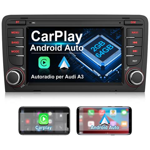 Android 13 Autoradio Con Carplay Android Auto Per A3 S3 Rs3 8p (2006-2012) 7 Pollici Car Radio (2gb+64gb) Con Gps Bluetooth Fm Rds Comandi Del Volante - Foto 1