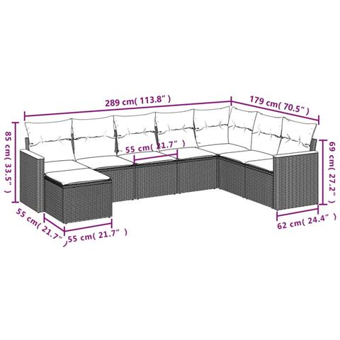 Set Divano Da Giardino 8 Pz Con Cuscini Beige In Polyrattan - Foto 3