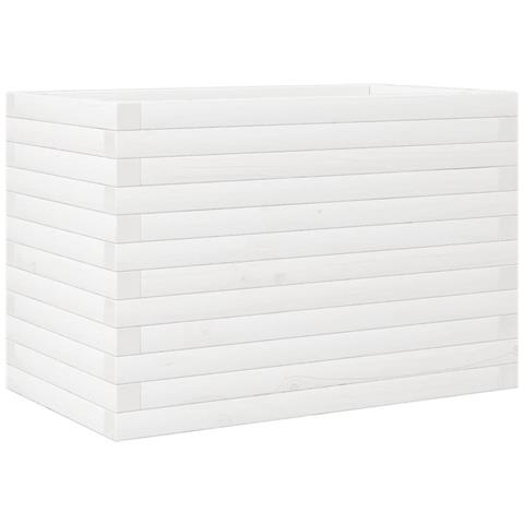 Fioriera Da Giardino Bianca 70x40x46 Cm Legno Massello Di Pino - Foto 2